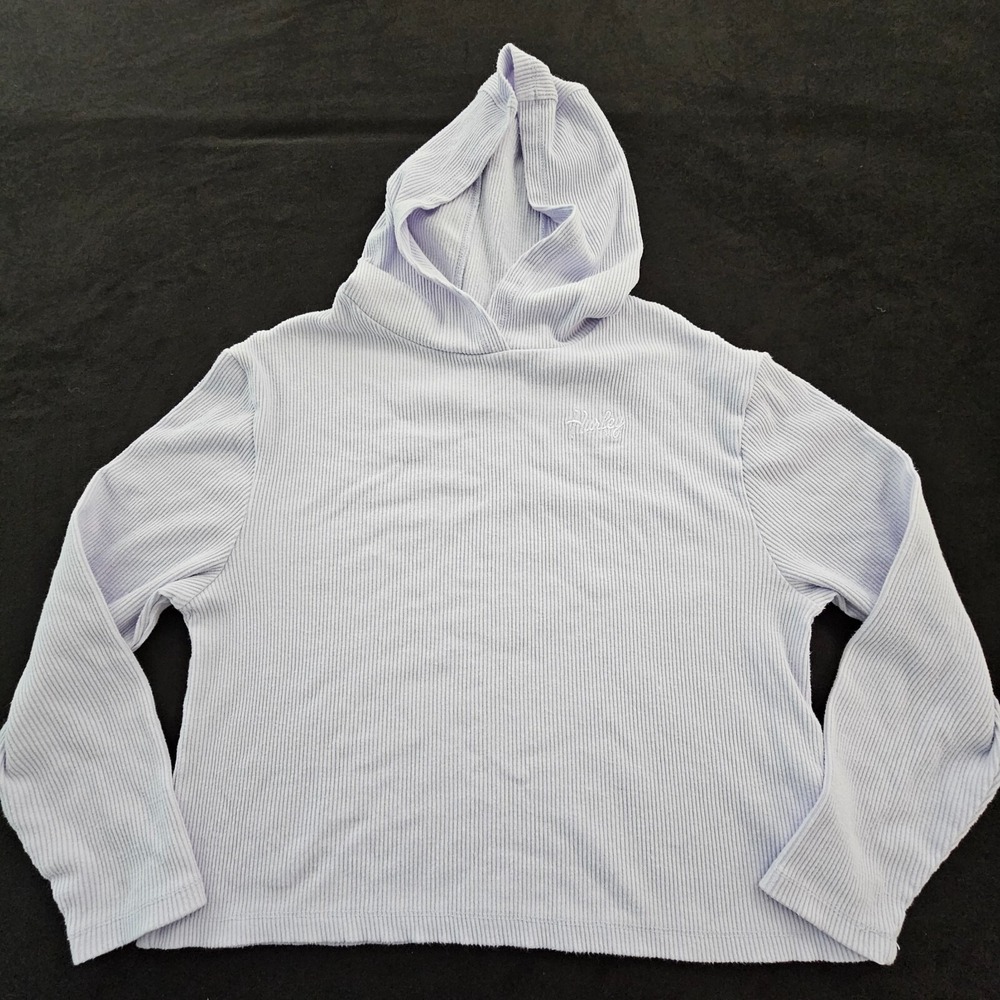 Hurley Light Pink Long Sleeve Hooded Cropped Ribbed Top Women's XL